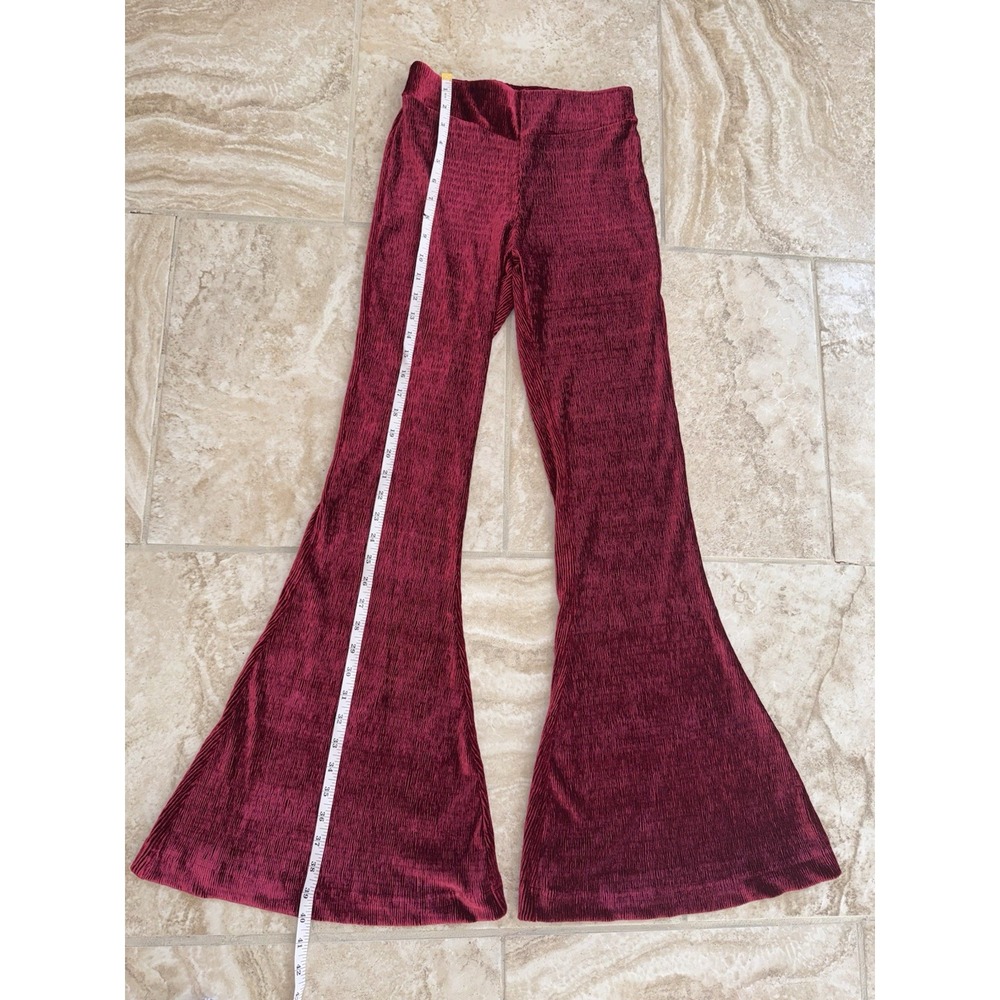 Free People So Charming Cranberry Velvet High Waisted Flare Leg Pants Size XS - Picture 7 of 10